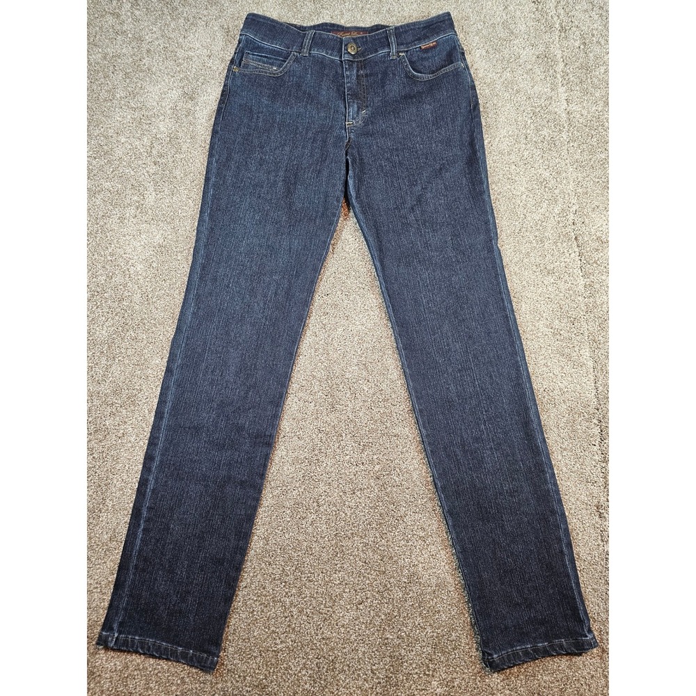 Event Line Italy Dark Wash Multi Stretch Straight Leg Jeans Womens 31 Indigo